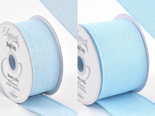 Light blue wired edge burlap - blue,