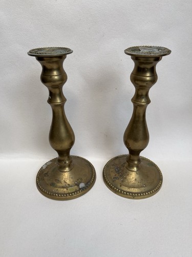 Pair vintage brass - brass, candle