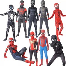 Spiderman Kids Cosplay Costume Tobey Maguire Miles Jumpsuit Zentai Suit Xmas NEW