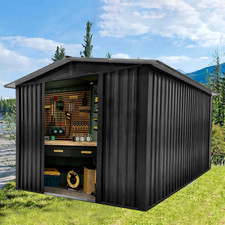 Metal Garden Shed 6 X 4, 8 X 6, 8 X 10FT with Vents & Lockable Doors & Free Base