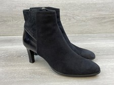 Aquatalia Deidra Women's 8 Black Bootie Italian Leather Boot Ankle Boho Western