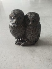 Vintage Heredities Tom Mackie Cold Cast Bronze Pair Of Little Owls Figure