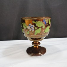 Antique Victorian Copper Lustre with Hand-Painted Floral Goblet