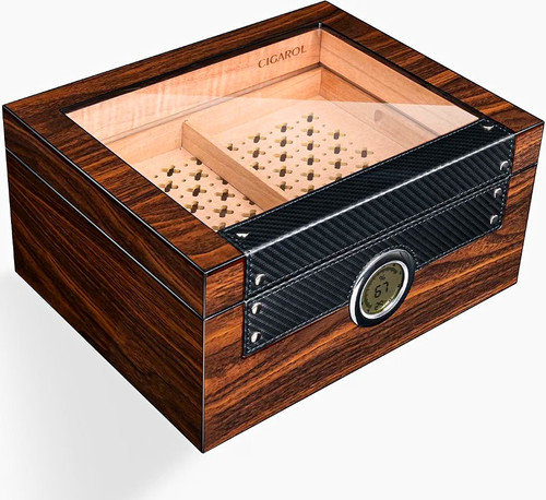 Wood cigar humidor box - cigar,