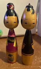 4.75” Set of 2 cute Japanese Couple Sosaku Kokeshi dolls vintage