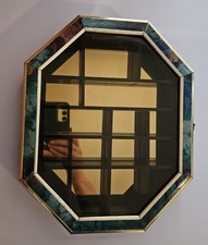 Vintage Octagon Mirrored Curio Cabinet Shadowbox Wood Hanging Display