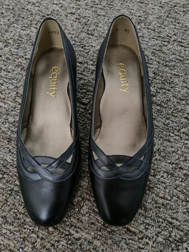 Ladies navy leather court - leather,