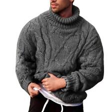 Mens High Neck Plain Jumper Cable Knit Tops Pullover Warm Thick Sweater  new