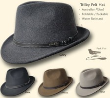 【oZtrALa】 Trilby Felt Hat Australian Wool Leather Band Fedora Fur Men/Women HW03