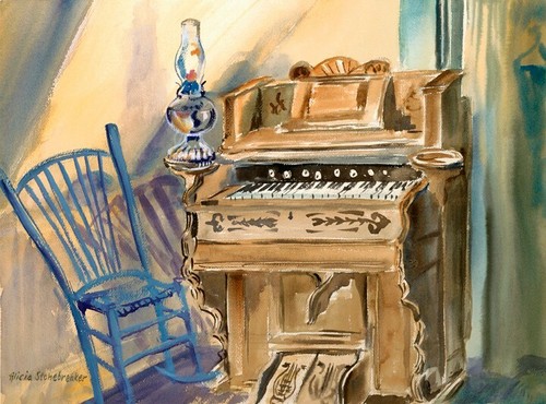 Pump organ hurricane lamp - "pump,