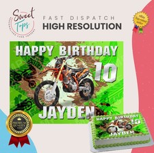 Dirt Bike Personalised Rectangle Edible Birthday Cake Topper Cake Decoration