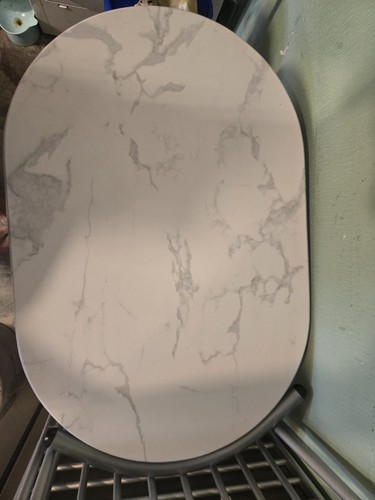 Oval white marble effect - white, marble-effect