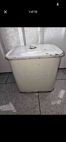 Vintage white enamel bread - enamel,