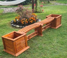 Wooden Garden Planter Raised Bench with Outdoor Patio Park Seating