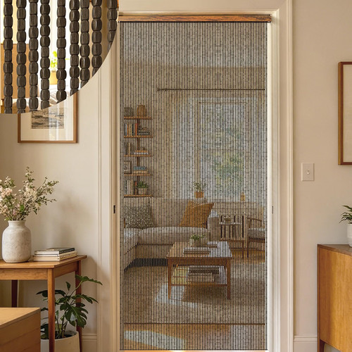 Wood beaded door curtain - curtain, 90
