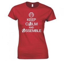 AVENGERS "KEEP CALM AND ASSEMBLE" LADIES T-SHIRT NEW