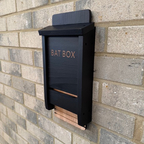 Black wooden bat house - black, box