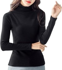 Black Women's Long Sleeve Polo Neck Turtle Roll Ladies High Neck Jumper UK sizes
