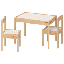 IKEA LÄTT Children’s Table with 2 Chairs White/Pine Kids Furniture Play Set