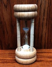 5 Minute Egg Sand Timer Wood Base w/ Glass - Hourglass Kitchen Boiling Boiled