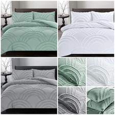 Luxury Designer Bedding Zara Embossed Frill Duvet Cover Set with Pillowcases