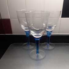 Denby Imperial Blue Tall Wine Glasses x 3