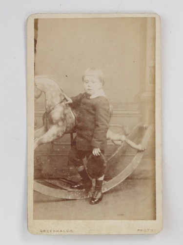 Young boy rocking horse - boy, toy