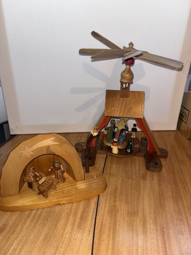 Wooden vintage nativity scenes - wooden,