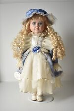Knightsbridge Collection Porcelain Doll with Stand Boxed 'Kay' H: 20'' Blue