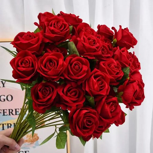 12x artificial single rose - single, bud