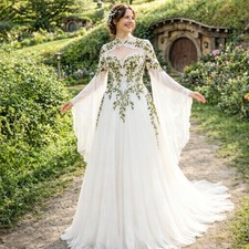 Green White Wedding Dress