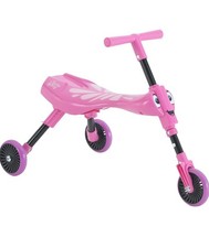 Scuttlebug 3-Wheel Foldable Ride-On Tricycle for Ages 1-3 Pink Butterfly Pattern