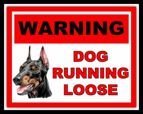 Warning dog running - warning,