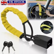 70CM Seat Belt Lock Steering Wheel Lock Car Security Anti-Theft Device Yellow UK