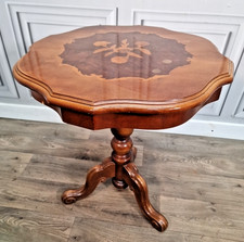 Antique Style Wine Table - Italian Mahogany Inlaid Marquetry Side Occasional