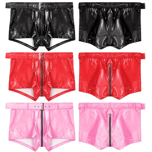 Men wet look leather zipper - men's,