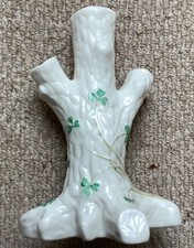 Vintage Belleek Vase Shamrock Leaf Tree Trunk Multi Stem Made In Ireland