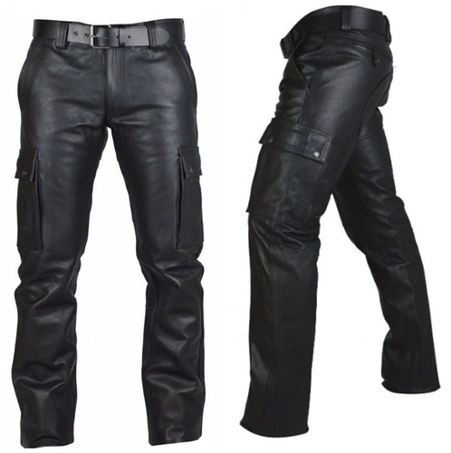 Motorcycle faux leather pants - faux,