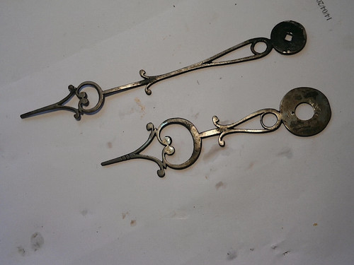 Pair steel longcase clock - pair, of