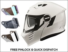 SIMPSON DARKSOME BANDIT FLIP UP MOTORCYCLE HELMET MODULAR GLOSS WHITE TINT VISOR