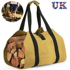 Firewood Log Carrier Canvas Durable Firepalce Wood Bag W/Reinforce Straps
