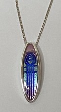 ORTAK Malcolm Gray Rennie Mackintosh Sterling Silver & Enamel Pendant Necklace 