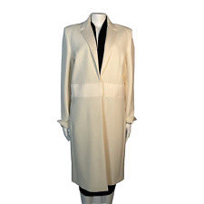 AMANDA WAKELEY Coat UK 16 Cream Mid Length Sculpted Tailoring Crombie
