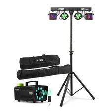 Max PartyBar 12 Disco Light Package - Complete DJ Lighting Set with Fog Machine