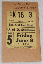 1951 Glasgow Celtic vs. Chicago Polish Eagles Soccer 6/8/51 Detroit Ticket Stub