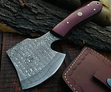 Handmade Axe | Gift | Camping & Hiking | Damascus Steel | Leather Sheath