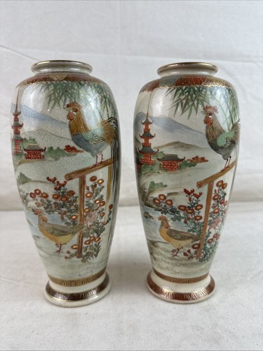 Pair satsuma vases - of, japan