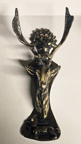 Solid vintage brass stag - stag, head