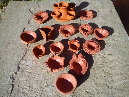 Indian oil lamp clay - lamp,