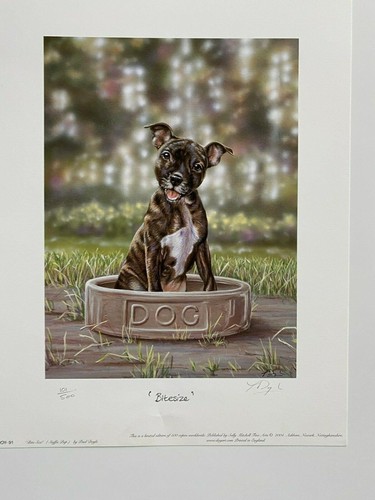 Rare dog art print bite - dog,